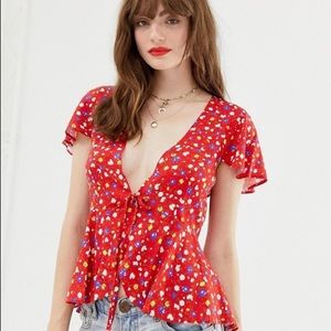 ASOS Reclaimed Vintage Tie Front Top